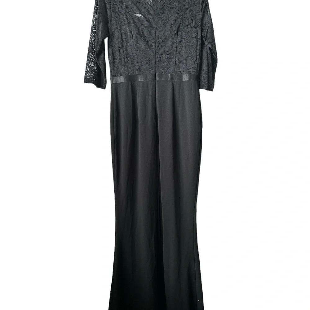MISSMY Black V Neckline Full Length Fishtail 3/4Th Large Wedding Prom Gown BNWT